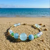 海洋系列—海水藍寶/貝殼/藍虎眼石金管手鏈 14k包金
