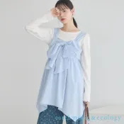 earth music&ecology 優雅蝴蝶結不規則剪裁裙擺吊帶上衣(01000692200)