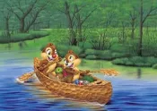 日本拼圖．迪士尼 奇奇 蒂蒂 Chip 'n' Dale 划船 500片絕版拼圖，500-334