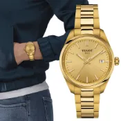 TISSOT 天梭 官方授權 PR100 經典簡約氣質腕錶/金/34mm/T1502103302100