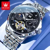 OLEVS 瑞士工藝自動機械錶 商務禮盒裝 鋼帶防水30米自動上鍊 夜光功能 雙日曆  陀飛輪 商務精英必備 7790