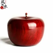 協貿國際日用品生活1館 風水閣 紅檀金絲楠木雕蘋果擺件平安吉祥裝飾圣誕平安果工藝禮品