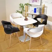 （可開發票）北歐PP塑料椅休閒椅現代簡約辦公室售樓處洽談椅餐椅蛋卷椅塑木椅（滿額免運）