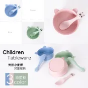 [附湯匙] 天然小麥稈兒童餐具/兒童碗【AC001】