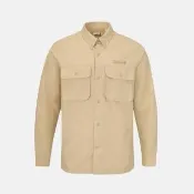 【Timberland】男款米色寬版長袖襯衫外套(A5SKUY94)