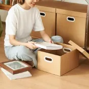 牛皮紙加厚紙質收納箱搬家紙箱打包文件書箱收納紙箱整理箱大祺英