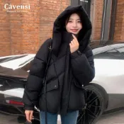 (店+)【Cavensi】S-2XL 加大連帽麵包外套 零下鋪棉保暖厚外套 大外套 連帽外套 大尺碼外套女 加厚麵包外套16T