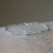手環 月光石 釋放壓力 海藍寶 - 雪球 -