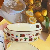🎀陶瓷碗盤🎀hellokitty餐具釉下彩雙耳陶瓷碗大號泡麪碗湯碗卡通可愛螺螄粉盤子 陶瓷碗 碗盤 陶瓷盤 碗盤套組