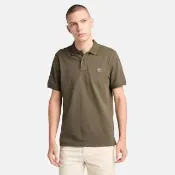  【Timberland】男款軍綠色休閒短袖POLO衫(A6943A58)