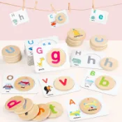 【蒙恩】幼兒園兒童早教英文思維訓練 字母配對立體木製拼圖