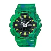 【CASIO 卡西歐 G-SHOCK 系列】潮汐衝浪西瓜綠大理石紋路 個性雙顯男錶(GAX-100MB)