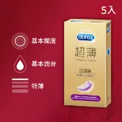 【Durex杜蕾斯】超薄勁潤裝衛生套 5入