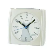 大高雄鐘錶城 seiko SK037 精工鐘 ( QHE209W) 可愛小貓 嗶嗶鬧鈴夜光指針貪睡鬧鐘 白 8.5 x 9 x 6.3cm｜樂天領券現折★全館特惠中★指定刷卡回饋10%