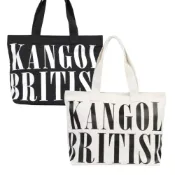 (店+)【KANGOL】KANGOL 側背包 米白 / 黑 字母LOGO 大容量 托特包 包包 65551706-