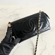Chanel 黑金色連鏡子斜背包 單肩包 側背包 古董包中古包