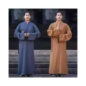 (店+)四季風家居1 僧服大褂僧衣長衫出家師父和尚尼姑長袍男女同款灰色黃色春秋冬季