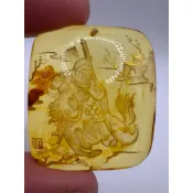 #琥珀蜜蠟# 陰雕《關聖帝君》 吊墜（需編繩或皮繩請留言）