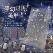 🔥臺灣極速達🔥美甲貼紙2026新年春節燙金夢幻星馬立體指甲裝飾品背膠貼紙高級感