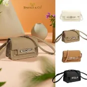 【BAGGLY&CO】真皮 波爾尼頭層牛皮肩背包豆腐包手機包 小豬鼻子包(真皮包包 白/棕/焦糖/黑