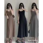 [Eyes Queen] 現貨 顯瘦修身大裙擺長洋 長版洋裝 細肩帶連身洋裝 吊帶長洋裝 收腰A字長裙 細肩帶貼身洋裝