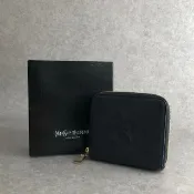 【日本直送 名牌中古包】Yves Saint Laurent YSL 經典款 皮革 雙折短夾 黑色 vintage xjddhr