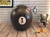 手繪瘋 [手繪 Line 人物 : 熊大 帶著大頭兜風去~ 安全帽 手工 禮物 生日 情人節 週邊 彩繪 復古帽 3/4