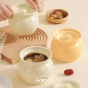 渥思【現貨】奶油風陶瓷小湯盅 附蓋子 陶瓷碗 煲湯 煲粥 湯碗 甜品碗 陶瓷燉盅