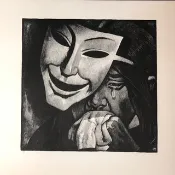 烏克蘭人民藝術家波波夫·米科拉的石版畫面具系列《人間世界》