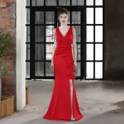 ParrotFashion敬酒服新娘長款吊帶答謝宴修身魚尾裙結婚車模會展禮服