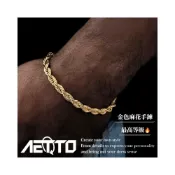 (店+)𝑨𝑬𝑻𝑻𝑶 金色麻花手鍊 最高等級 鈦鋼 金手鍊 金色手鍊 手鍊 麻花手鍊 麻花鍊 鈦鋼手鍊 手環 男生手鍊 女生手鍊