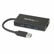 玉山最低比價網 [o美國直購] StarTech.com 3 Port Portable USB 3.0 Hub 集線器 with Gigabit Ethernet Adapter NIC (ST3300GU3B)
