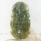 珍珠林~鬼面關聖帝君(關公)玉珮~A貨緬甸冰種翠玉 #729