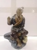【千代】七八十年代石灣窯姜太公釣魚擺件 成色如圖到付尺寸約高20公分