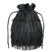 【ISSEY MIYAKE 三宅一生】PLEATS PLEASE流蘇水桶束口包(黑)
