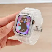 冰川透明磨砂 一體鎧甲保護 手錶殼 適用於Apple Watch S12 11 Ultra4 3 2 46MM蘋果手錶帶