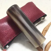 {印篆達人刻印鋪}特A級赤牛角印章6分圓~(含刻工.附印章袋)實品拍攝.牛角印鑑章