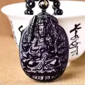 銀聯網日用品生活館 開光 天然黑曜石千手觀音菩薩吊墜 男女款屬鼠本命佛守護神項鏈