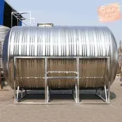 定製不鏽鋼臥式波浪形水箱304高層屋頂水箱空氣能太陽能儲水塔2噸