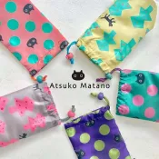 阿米購 日本 Atsuko Matano 保野溫子 防水 萬用 束口袋 飲料袋 鉛筆袋 貓咪和樹 點點