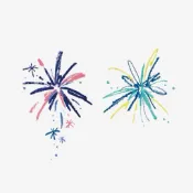 -PETIT BAZAR- 桃山 蠟筆風 紫藍色系煙火 紋身貼紙 單張