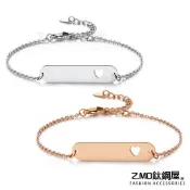 女款手鍊 Z.MO鈦鋼屋 愛心手鍊 長形牌子愛心手鏈 白鋼手鍊 閨蜜手鍊 姊妹禮物 情人禮物 告白禮物【AJS129】