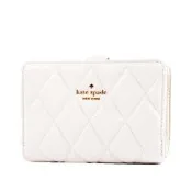 KATE SPADE 絎縫菱格紋對開釦式中夾-奶霜白