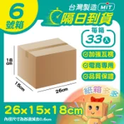 ⭐紙箱多多⭐隔日到貨 6號箱 隔日配紙箱 26*15*18cm 小物包裝 瓦楞紙箱 超低價 批發紙箱 超商專用 台灣製造