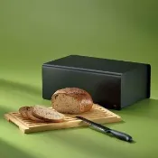 【KELA】德國 Kiril附蓋長方竹製輕食盤 墨黑38cm / 麵包收納盒 食物盒 輕食物盤 野餐盤