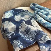 【品質驗證 免運】藍染紮染棉麻絲巾小方巾女薄款綁腰系脖圍巾領巾旅遊防曬包頭頭巾