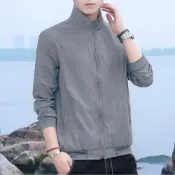 (店+)防曬外套男生夏天吸濕排汗速乾防曬衣大尺碼輕薄透氣冰絲涼感外套寬鬆立領抗uv防曬外套休閒登山跑步運動外套工作薄外套短版上衣