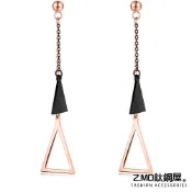 女性耳環 Z.MO鈦鋼屋 白鋼耳環 三角墜飾造型耳環 個性女孩單品 墜飾耳環 女友禮物 一對價【EKS411】