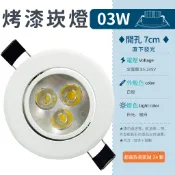 【3W烤漆崁燈-白光/暖白/太陽光】✨光譜照明 全電壓 LED崁燈 開孔7cm 直下發光 天花燈 裝潢 嵌燈 含變壓器