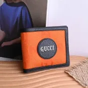 GUCCI 古馳  Off The Grid 新版緹花尼龍拼接皮革對開八卡短夾(橘/黑)